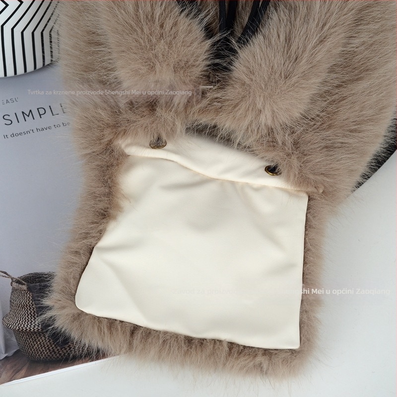 Pluš torba za žene, bucket stil, velika kapaciteta, zatvaranje šnura, vertikalni kvadratni oblik, bez podloge