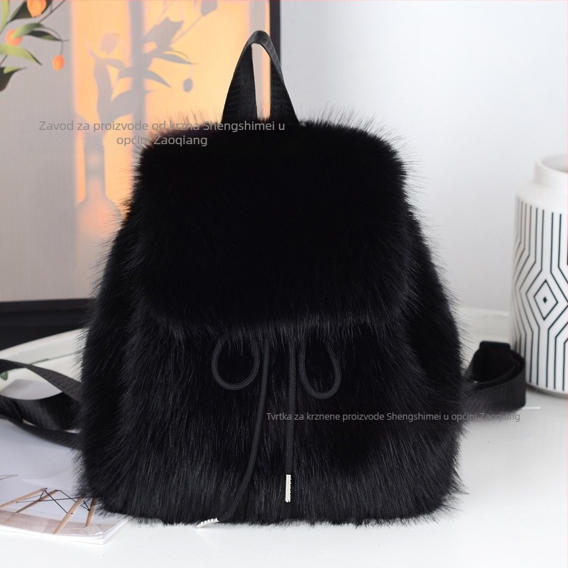 Pluš torba za žene, bucket stil, velika kapaciteta, zatvaranje šnura, vertikalni kvadratni oblik, bez podloge