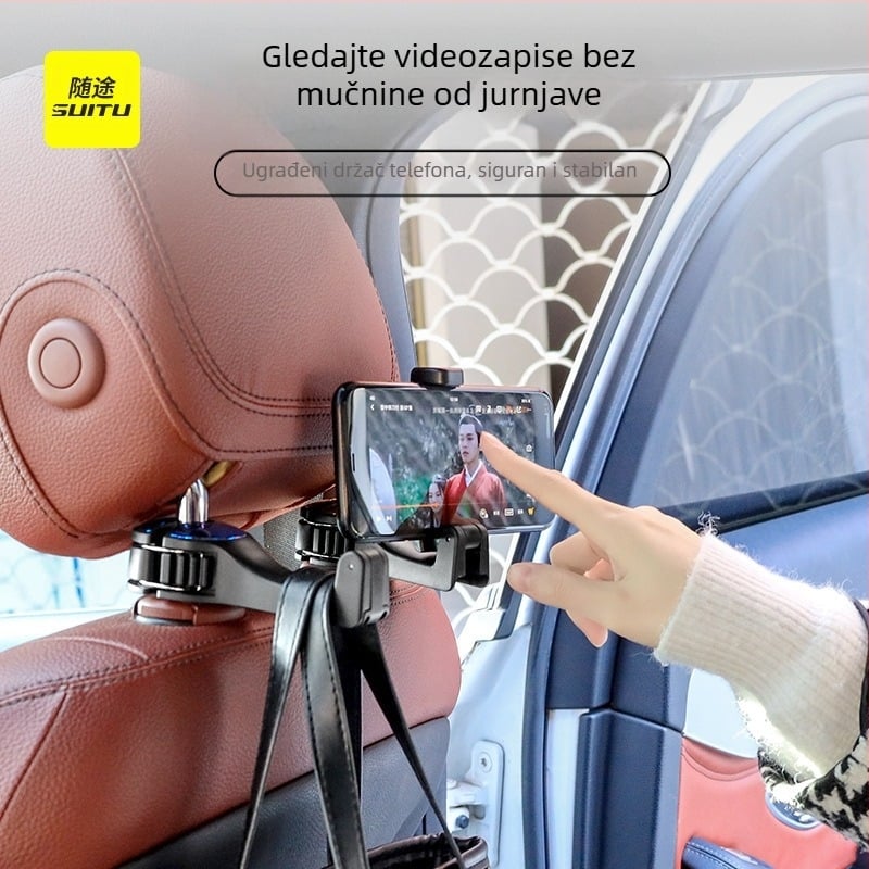 Kuka za automobil za stražnje sjedište s držačem za telefon — ABS (Marka: Shunwei; Model: Car hook; Tip: Hook; Materijal: ABS; Ispis loga: OK)