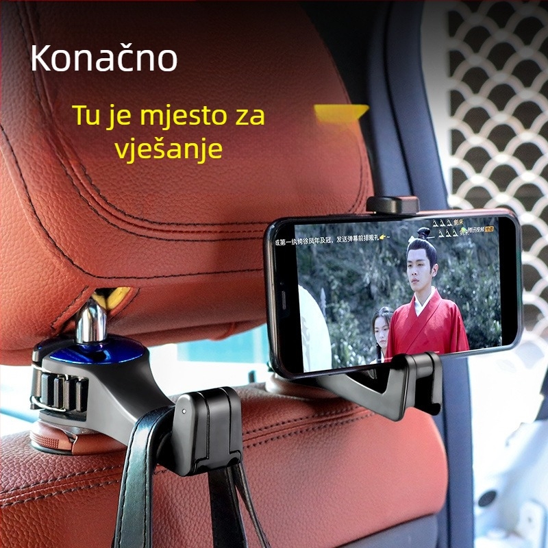 Kuka za automobil za stražnje sjedište s držačem za telefon — ABS (Marka: Shunwei; Model: Car hook; Tip: Hook; Materijal: ABS; Ispis loga: OK)