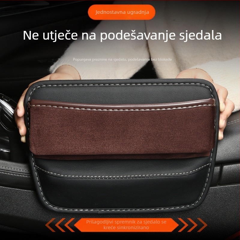 Kožna kutija za središnju konzolu, suede izgled, izolacija i otpornost na kompresiju, prilagodljiva