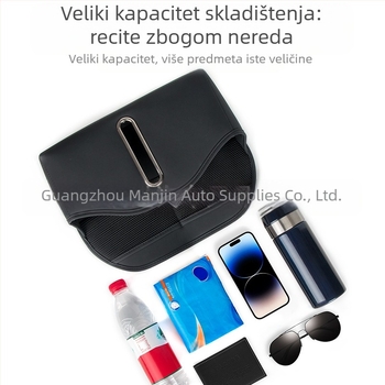 Kožna torba za pohranu na stražnjem dijelu sjedala automobila, vodootporna, visećeg tipa, univerzalna kompatibilnost.