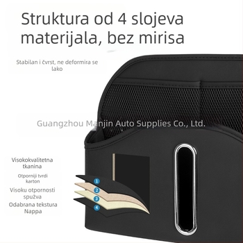 Kožna torba za pohranu na stražnjem dijelu sjedala automobila, vodootporna, visećeg tipa, univerzalna kompatibilnost.