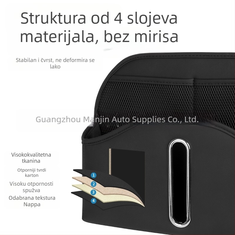 Kožna torba za pohranu na stražnjem dijelu sjedala automobila, vodootporna, visećeg tipa, univerzalna kompatibilnost.