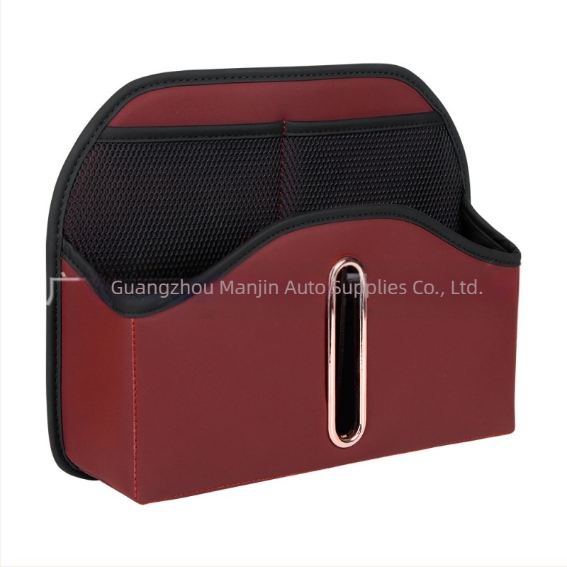 Kožna torba za pohranu na stražnjem dijelu sjedala automobila, vodootporna, visećeg tipa, univerzalna kompatibilnost.