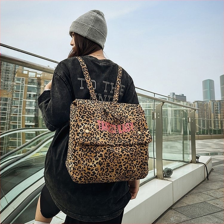 Ruksak od Oxford platna s leopard printom, kompatibilan s 11-inčnim prijenosnikom, naramenice s zračnim jastučićem, otporan na habanje, urbani stil