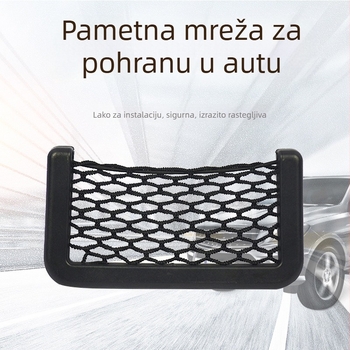 Unutarnja džep za pohranu u automobilu s mrežicom, ljepilo fiksirano, univerzalni elastični dizajn, ABS plastika