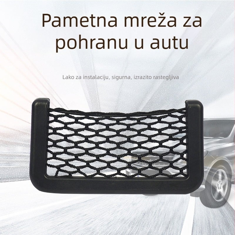 Unutarnja džep za pohranu u automobilu s mrežicom, ljepilo fiksirano, univerzalni elastični dizajn, ABS plastika