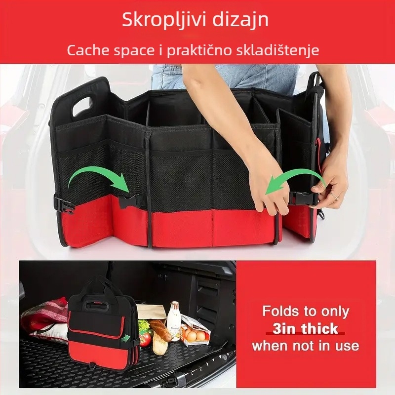 Poliesterska kutija za prtljažnik automobila, sklopiva, s ručkom, ispis logotipa