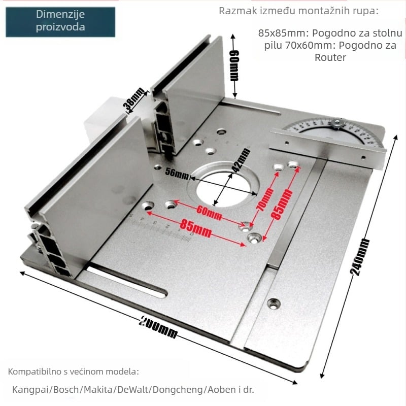 Dvojna ploča za frekanje i završnu obradu s poklopcem, aluminijska legura, invertirana ploča