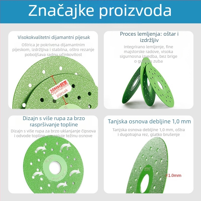 Dijamantni brusni disk za keramičke pločice – 45° nabor rez, kos rez, obrada ruba, Nano jastučić