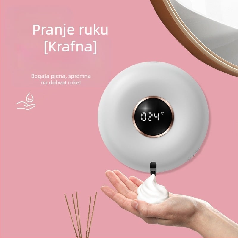 Pametni dozator sapuna s pjenom — plastično kućište, indukcijsko djelovanje, infracrveni senzor, IPX3, domet senzora 10–30 mm