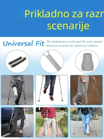 Pribor za štake, 3-dijelni set s podlaktničkim jastučićem, zaštitom stopala i protukliznom podlogom