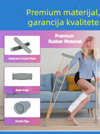 Pribor za štake, 3-dijelni set s podlaktničkim jastučićem, zaštitom stopala i protukliznom podlogom