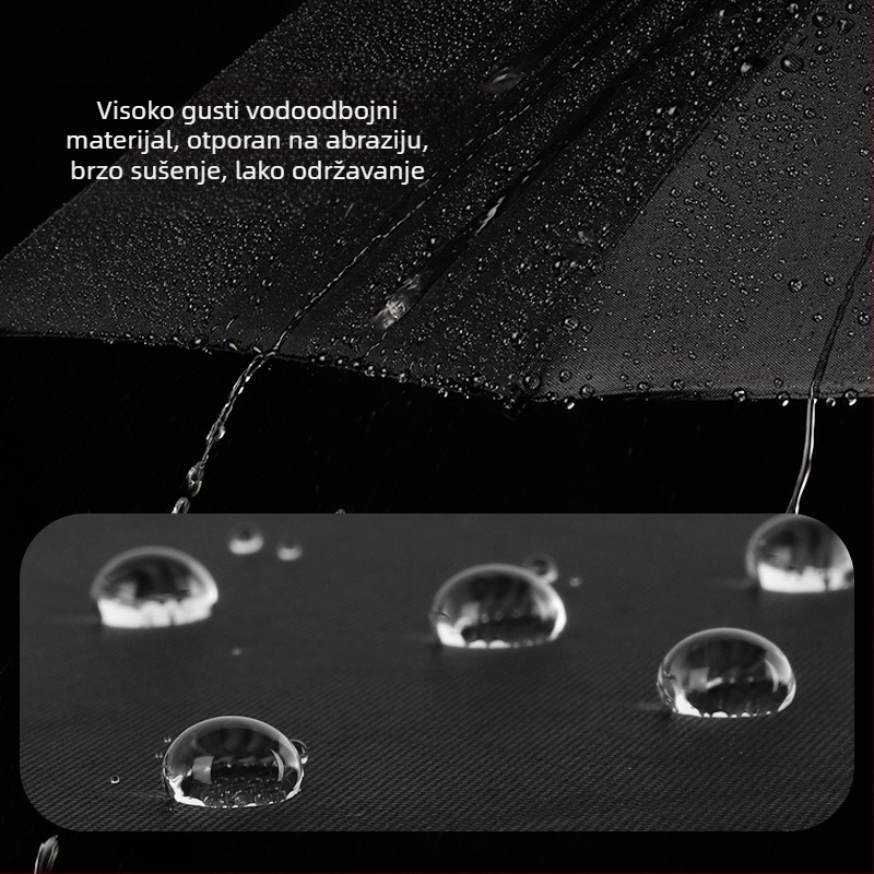 Automatski kišobran s drvenom ručkom, 12 rebara, otporan na vjetar, UV zaštita UPF 40+, mogućnost tiska logotipa