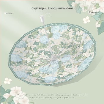 Ženski sklopivi kišobran s 16 rebara, za sunce i kišu, UV zaštita