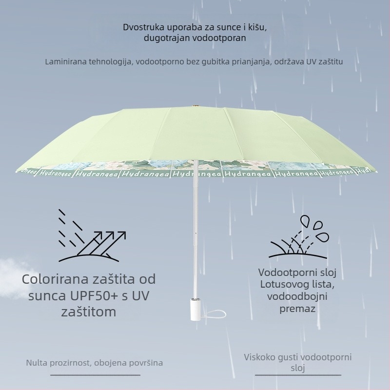 Ženski sklopivi kišobran s 16 rebara, za sunce i kišu, UV zaštita