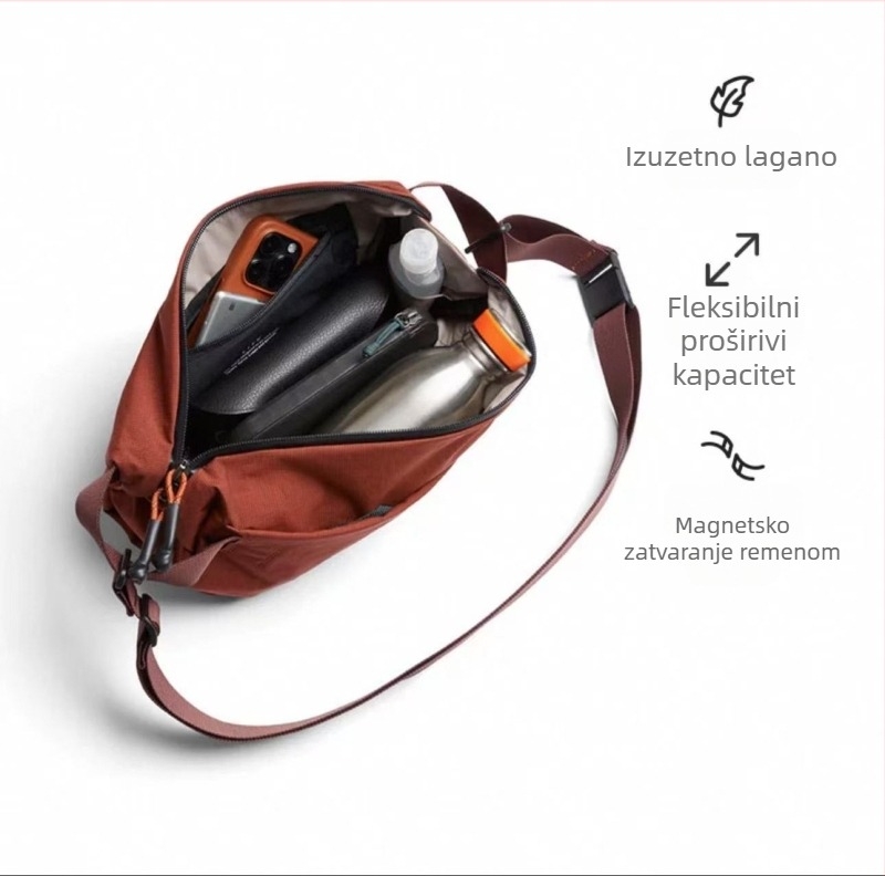 Muška najlonska torbica preko ramena za putovanja u slobodno vrijeme — prozračna, vodootporna, ultra lagana, proširiva