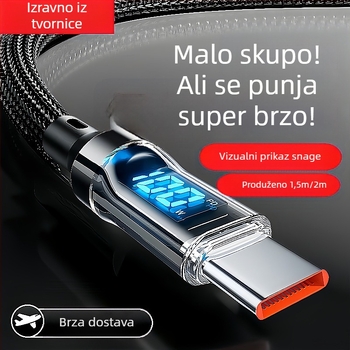 Type-C kabel s digitalnim zaslonom za brzo punjenje 60W, pleteni