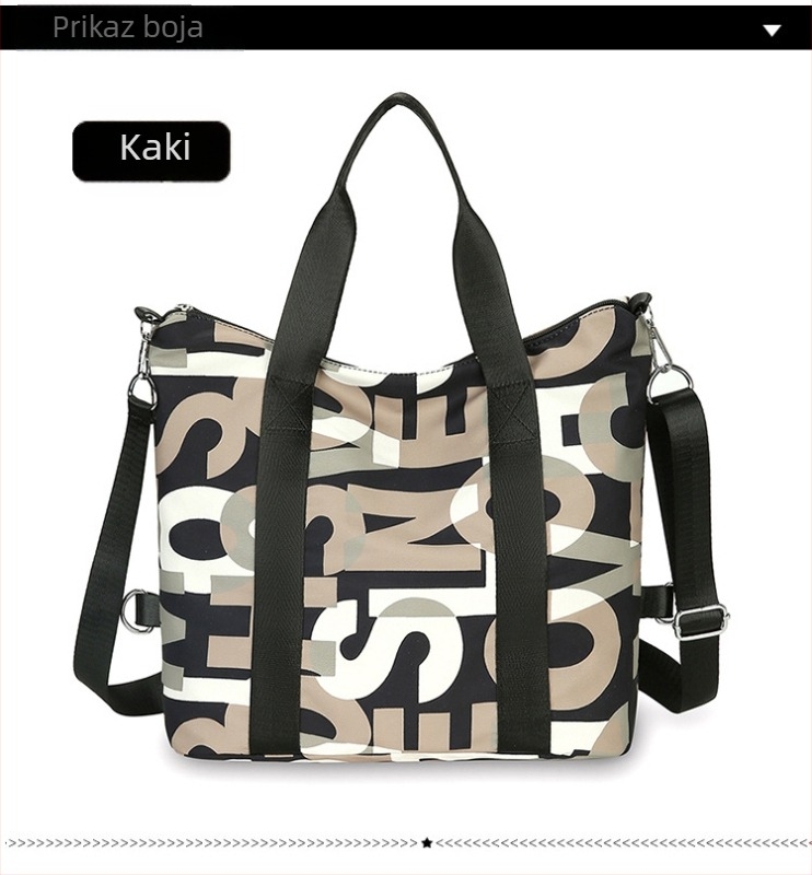 Torba tote od Oxford tkanine, poliesterna podstava, vodoravni kvadratni oblik, zatvaranje zatvaračem i tri naramenice.