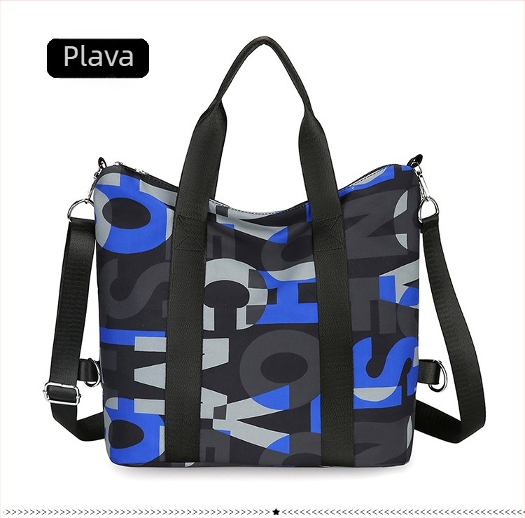 Torba tote od Oxford tkanine, poliesterna podstava, vodoravni kvadratni oblik, zatvaranje zatvaračem i tri naramenice.