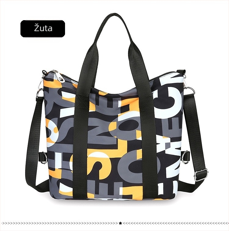 Torba tote od Oxford tkanine, poliesterna podstava, vodoravni kvadratni oblik, zatvaranje zatvaračem i tri naramenice.