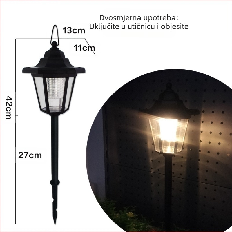 Solarna vanjska rasvjeta za vrt za stazu s šesterokutnim oblikom, IP55, 0,05 W, trajanje 6–12 sati, rasvjetna površina 3–5 m², napajanje do 36 V