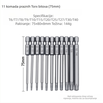 Bozhi 11-dijelni set plum blossom hollow-bit, krom-vanadij čelik, izoliran, bez magnetskog