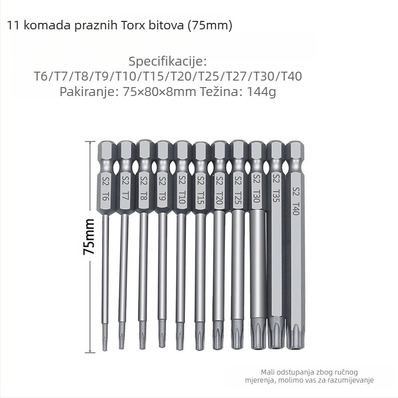 Bozhi 11-dijelni set plum blossom hollow-bit, krom-vanadij čelik, izoliran, bez magnetskog