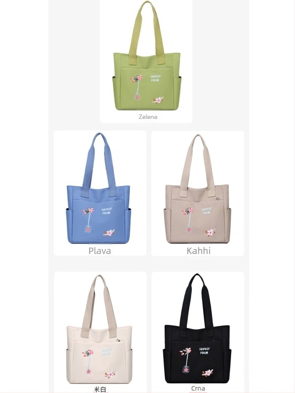 Najlon torbica za rame s horizontalnim kvadratnim oblikom, zatvarač, stil nacionalnog trenda i novog stila, proljeće 2025