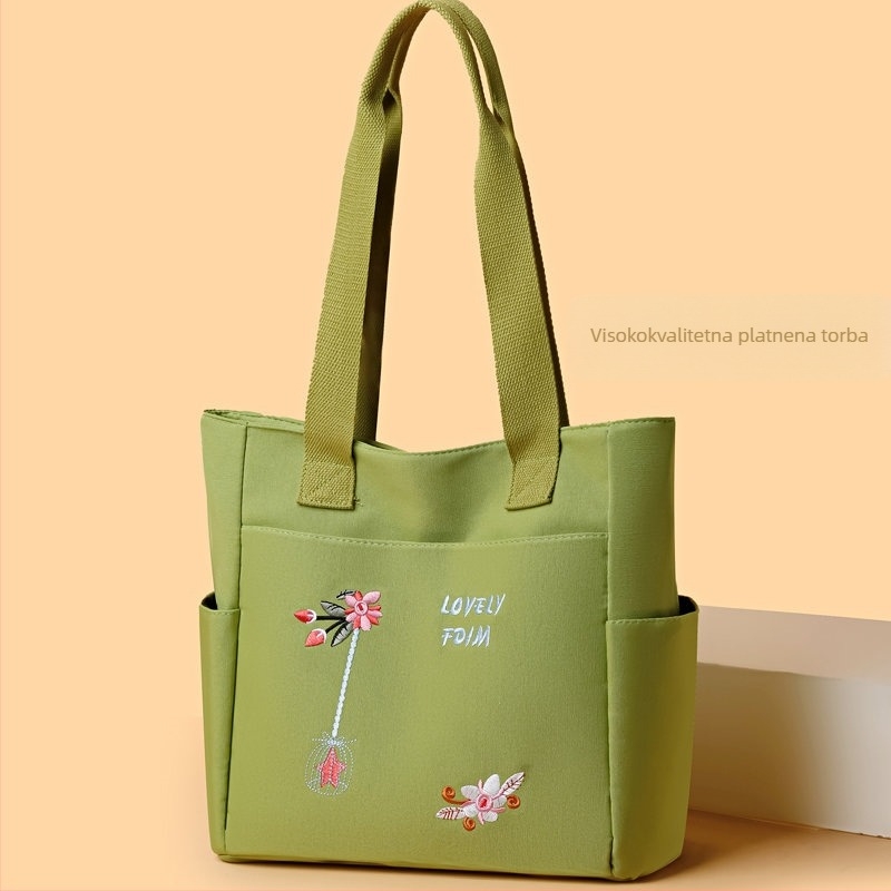 Najlon torbica za rame s horizontalnim kvadratnim oblikom, zatvarač, stil nacionalnog trenda i novog stila, proljeće 2025