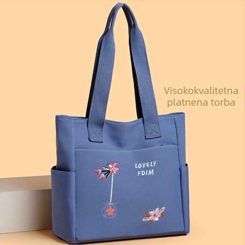 Najlon torbica za rame s horizontalnim kvadratnim oblikom, zatvarač, stil nacionalnog trenda i novog stila, proljeće 2025