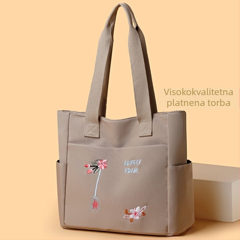 Najlon torbica za rame s horizontalnim kvadratnim oblikom, zatvarač, stil nacionalnog trenda i novog stila, proljeće 2025