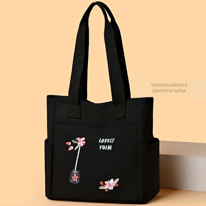 Najlon torbica za rame s horizontalnim kvadratnim oblikom, zatvarač, stil nacionalnog trenda i novog stila, proljeće 2025