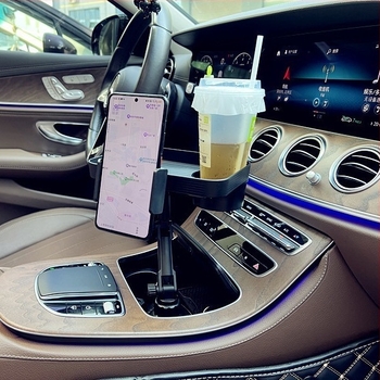 ZYhy Auto držač za šalicu s držačem za telefon i pladnjem — plastika, prilagodljiv