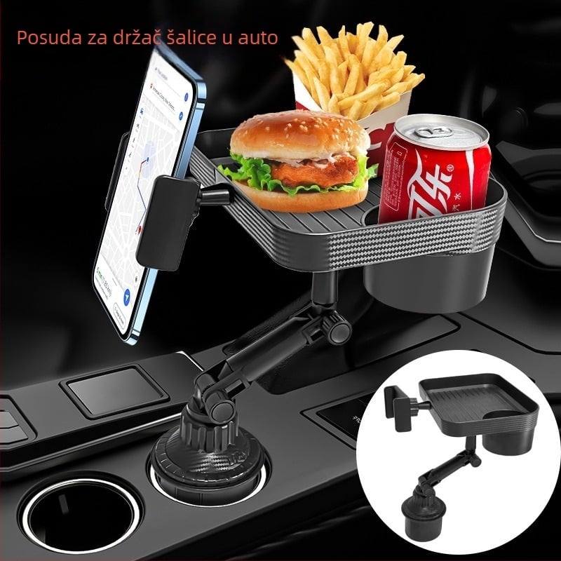 ZYhy Auto držač za šalicu s držačem za telefon i pladnjem — plastika, prilagodljiv