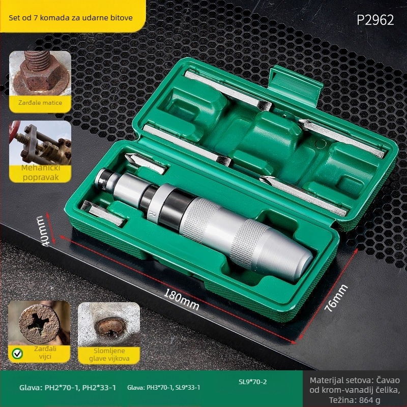 San kun udarna odvijač – višenamjenski univerzalni alat od karbonskog čelika, za uklanjanje hrđe