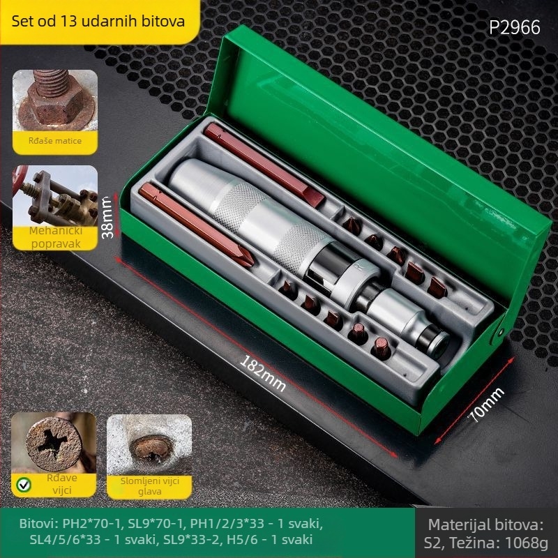 San kun udarna odvijač – višenamjenski univerzalni alat od karbonskog čelika, za uklanjanje hrđe