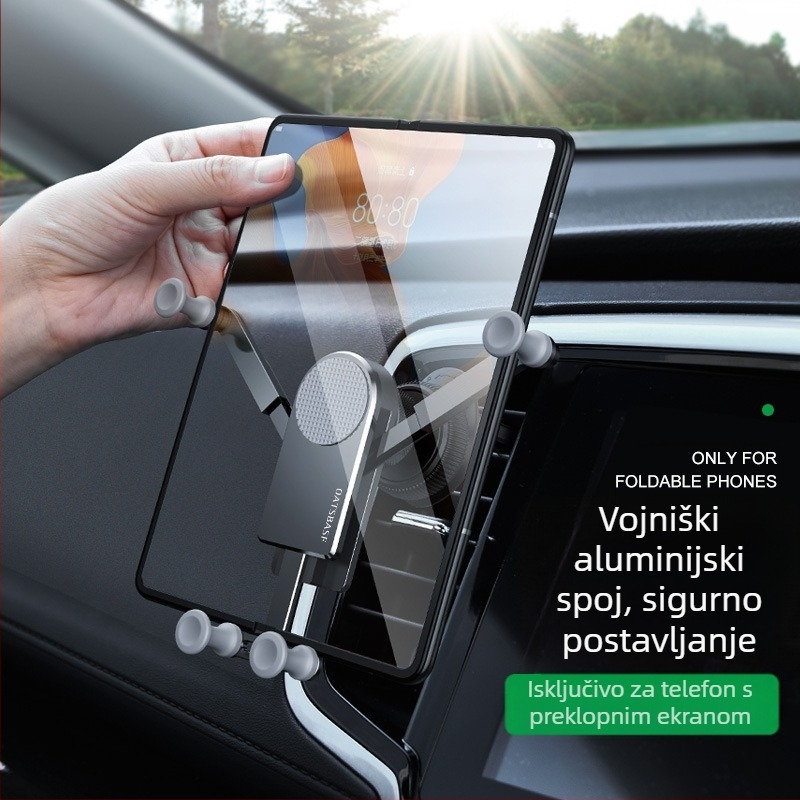 Auto držač za sklopni zaslon: Honor Magic Vs 2, Huawei Mate X2/X3 – kompatibilan s ventilacijom i pločom instrumenta; ugradnja s klipsom, ljepilom ili vakuumom