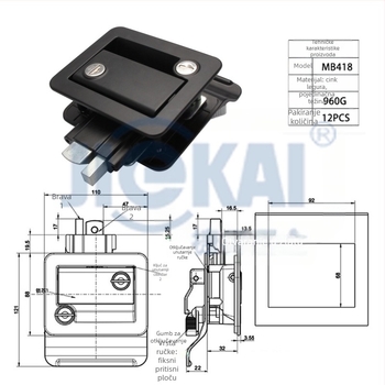 Mortise brava MB418 | Cinkova legura | Za RV, kampere i prikolice | Jiekai Hardware