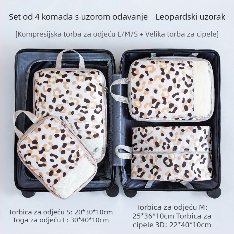 4-dijelni set za putničko skladištenje s printom – PP materijal
