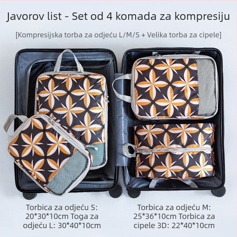 4-dijelni set za putničko skladištenje s printom – PP materijal