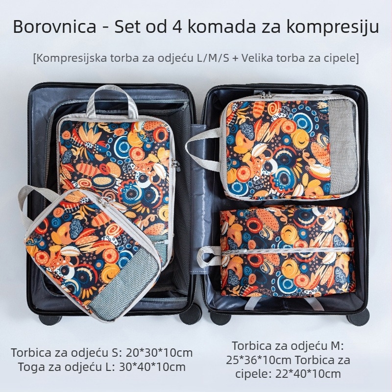 4-dijelni set za putničko skladištenje s printom – PP materijal