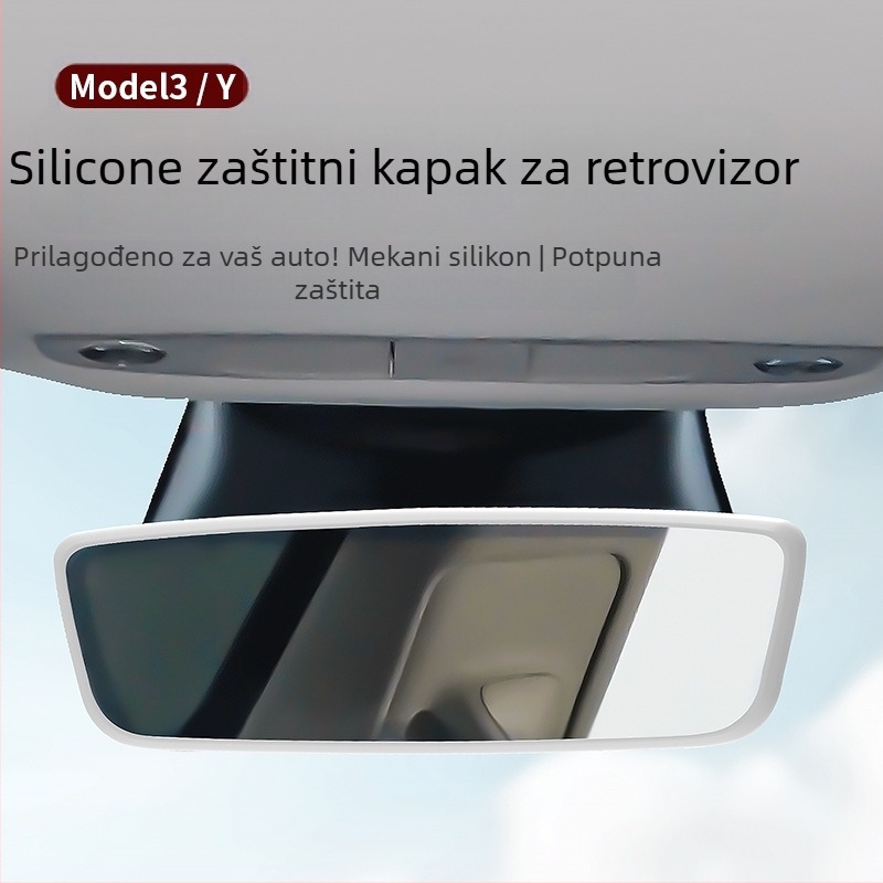 Silikon zaštitni poklopac unutarnjeg retrovizora za Tesla Model 3/Y, poklopac retrovizora s tiskom logotipa