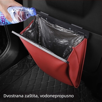 Kožna vrećica za otpad auto, za pričvršćivanje na stražnji naslon sjedala, magnetsko pričvršćivanje, vodootporna, prilagodljiva, univerzalna kompatibilnost