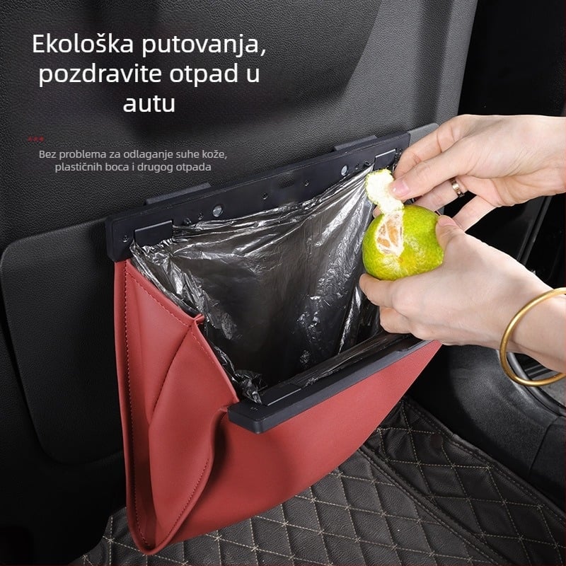 Kožna vrećica za otpad auto, za pričvršćivanje na stražnji naslon sjedala, magnetsko pričvršćivanje, vodootporna, prilagodljiva, univerzalna kompatibilnost