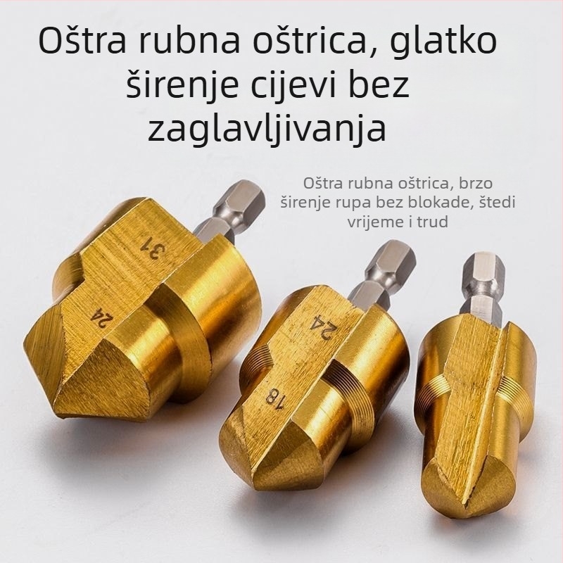 Šesterokutna ručka – bušilica za proširenje otvora za PPR cijevi, alat za zaobljenje i koracijski vrtalnik za drvo