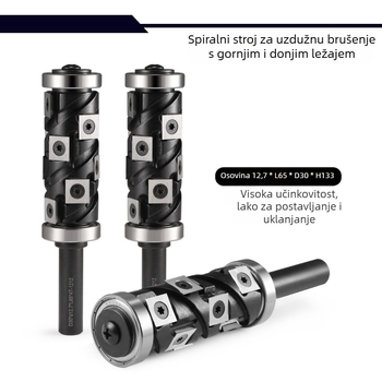 Frez za drvo s gornjim i donjim ležajem, spiralna oštrica, zamjenjiva oštrica, šaft 12,7 mm