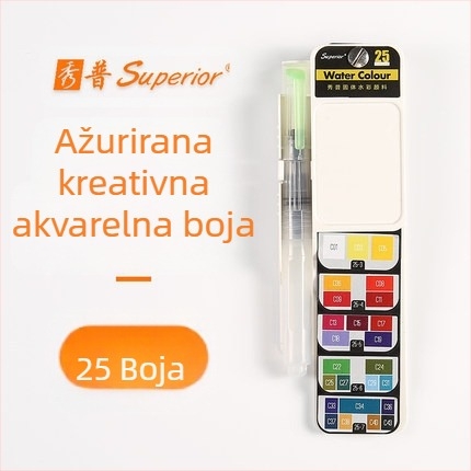 Set gouache čvrst s preklopnom prozirnom paletom u obliku fan, u kutiji, za akvarel, kapacitet 5
