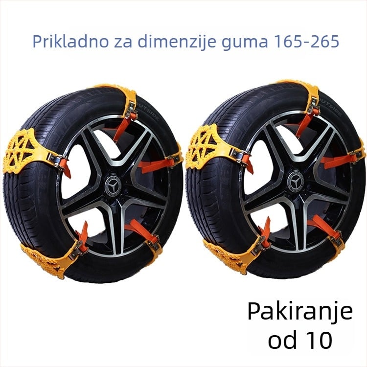 Snow Luton – Gumene anti-klizne lančane za gume za kombije, automobile i SUV-ove; širina guma 165–265 mm; težina po komadu 305 g; mogućnost prilagođene obrade